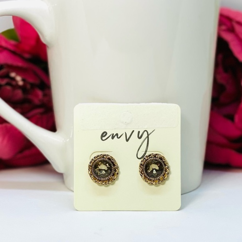 NWT Earrings Bronze Gold Color Crystal Luxury Style